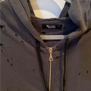 Michael Lauren Charcoal Distressed Hoodie